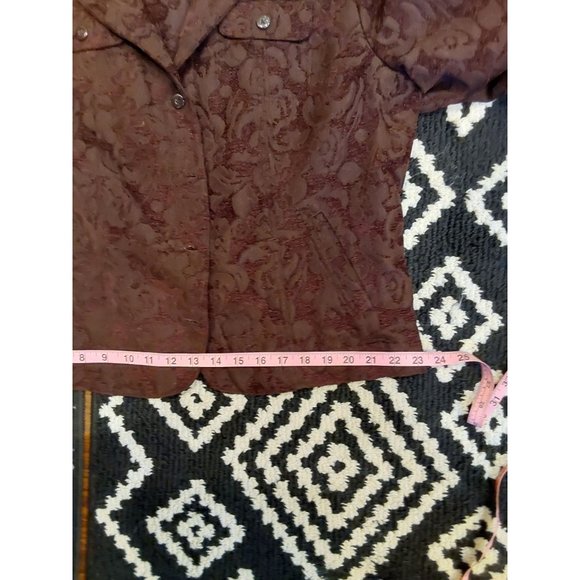 Croft and Barrow Brown Floral Embossed 4 pocket Jacket. Size XL. Grannycore - Picture 4 of 16